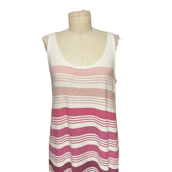 Vince Variegated Stripe Sleeveless Tank Maxi Dress White Size Large - Picture 3 of 9